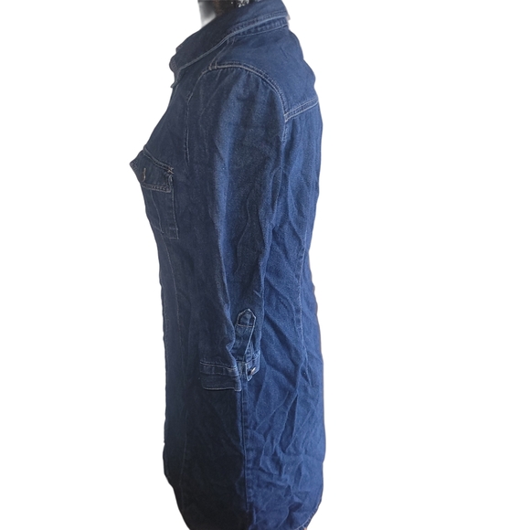 Contrast Denim Button-Up Shirt Style Dress 9 - Picture 5 of 7